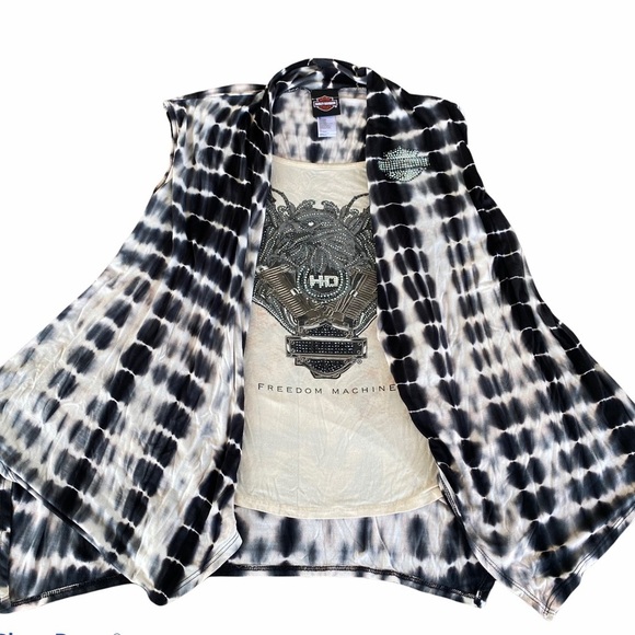 Harley-Davidson Tie Dye Bling Rhinestone Drape Front Tank Top Small/Medium - Picture 6 of 9